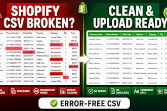 clean and prepare shopify CSV for upload