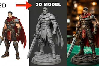 convert 2d images to 3d printable stl models, figurines and toys for 3d printing