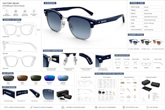 create professional eyewear glasses tech packs for sunglasses 3d optical frames
