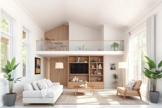 design house interior model, 3d rendering