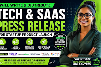 write and distribute tech saas press release for startup product launch