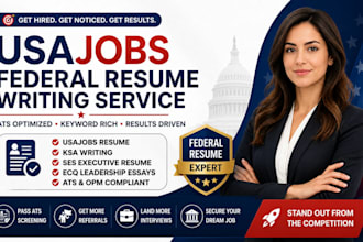 write usajobs federal resume, ksa, ses, ecq, and  ats optimized resume