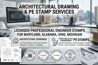 civil and structural engineering pe stamp for maryland, alabama, ohio, michigan
