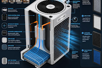 do 3d product design for air purifier, portable fan, airflow 3d home appliance