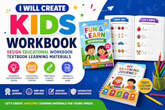 create kids workbook, design educational workbook textbook learning materials