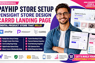 create payhip website store setup pensight store design carrd landing page