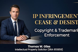draft a UK solicitors cease and desist letter for IP copyright infringement