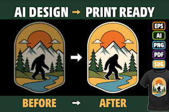 manually convert ai generated t shirt design into print ready vector