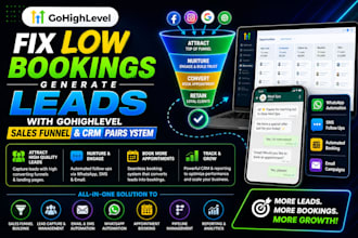 fix low bookings generate lead with gohighlevel sales funnel and CRM pairs ystem