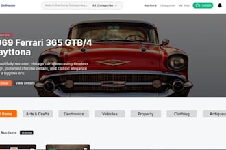 develop live car auction website, auction app and car rental website