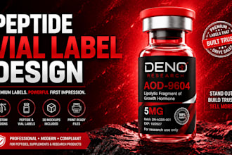 product label design peptides 3d vial peptide label supplement labels