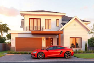 design house exterior and architectural 3d rendering of home