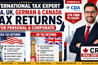 file USA tax return canada tax return UK tax german for personal and cooperate