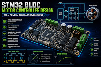 design stm32 bldc motor controller pcb, driver circuit, and embedded firmware