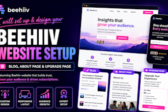 setup and design beehiiv website blog about page and beehiiv upgrade page