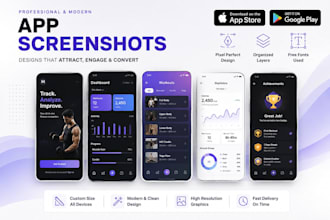 create professional UI app screenshots and graphic designs