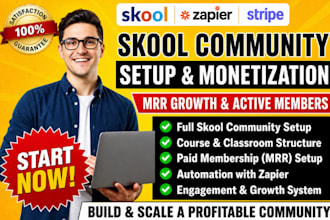 skool community setup with course structure, categories and member onboarding