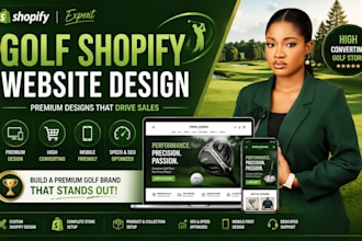 build golf shopify website design, add golf product, shopify website development