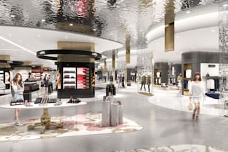 design modern 3d supermarket interior, retail store and grocery shop