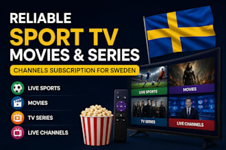 create latest smart tv subscription, sweeden channels, ppv, sport tv, vod, live
