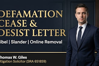 draft a UK solicitors defamation cease and desist letter for libel or slander