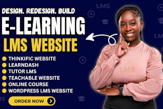 build elearning website, lms wordpress website online course content, thinkific