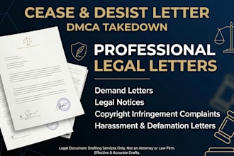 draft cease and desist letter for harassment defamation copyright legal letter