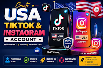 create usa tiktok account, usa instagram account