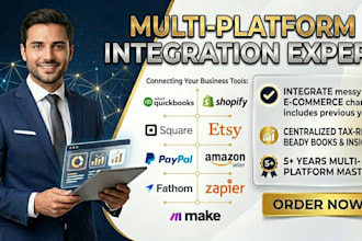 integrate quickbooks shopify square etsy paypal amazon seller fathom zapier make
