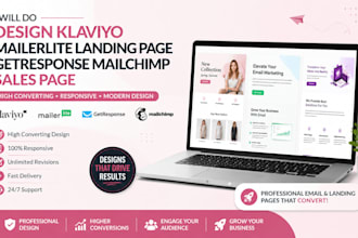 design klaviyo mailerlite landing page getresponse mailchimp sales page
