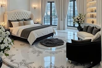 interior design 3d rendering room design bedroom living room kitchen render