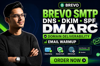 setup brevo smtp dns dkim spf dmarc domain deliverability  email warm up