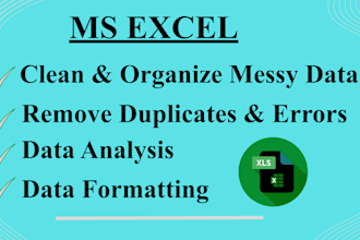 clean excel spreadsheet, data formatting, data analysis