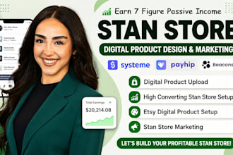 setup stan store digital product, stan store marketing, digital store, payhip