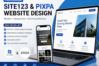 design or redesign a modern site123 or pixpa website and landing page