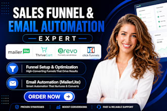 clickfunnels landing page, mailerlite sales funnel, thrivecart, brevo template