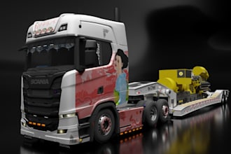 convert2d to trailer simulator model,truck game asset,custom vehicle,f1 liveries