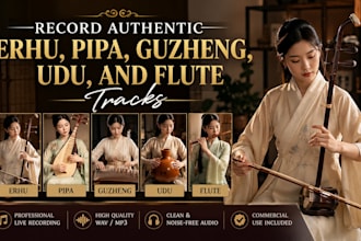record authentic erhu, pipa, guzheng, udu, and flute tracks