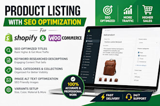 seo optimized product listing for shopify and woo commerce store