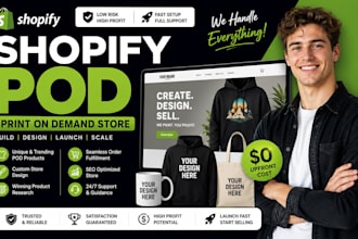 setup shopify pod website store print on demand pritify printful or etsy pod