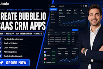 create bubble io saas mvp CRM web app api intigration chart no code development