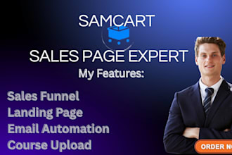 build samcart sales funnel samcart landing page samcart ai page online course