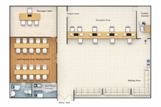 design professional 2d and 3d office, bank or shop layout