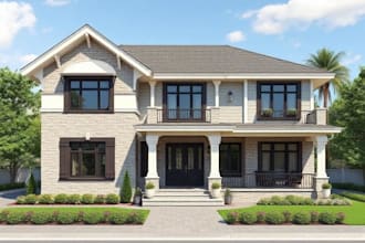 design house exterior, do 3d rendering and architectural visualization