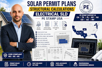 design solar permit plans, structural calculations and electrical sld, pe stamp