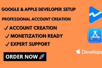 help you set up google or apple developer accounts professionally