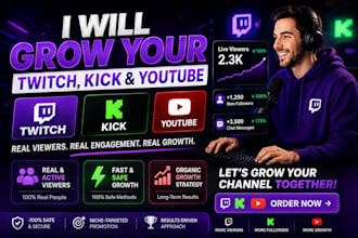 twitch channel and kick channel promotion, youtube promotion