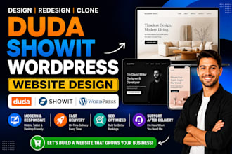 design redesign, clone migrate fix, duda, showit, carrd, wordpress website