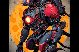 make cyberpunk sci fi robot, mecha character concept art