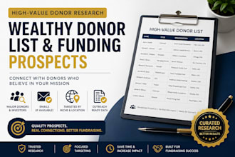 generate verified  high value donor investor and foundation lead lists for fund